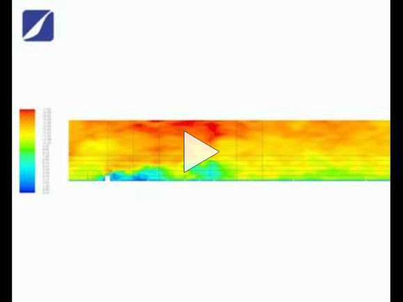 Video einer Simulation der atmosphärischen Strömung um ein rechteckiges Hindernis 